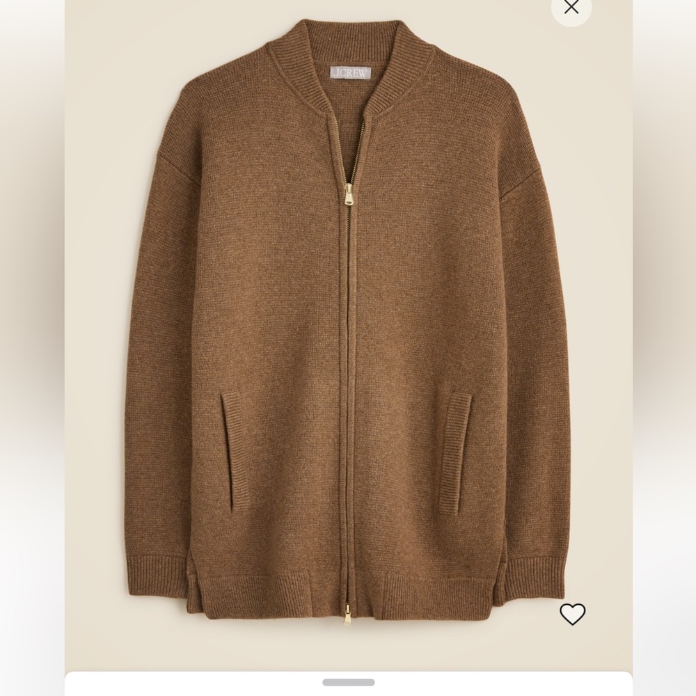 NWT J. Crew Full-Zip Flight Sweater Jacket